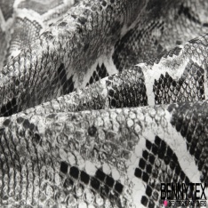 Simili cuir imprimé peau de serpent effet écaille noir