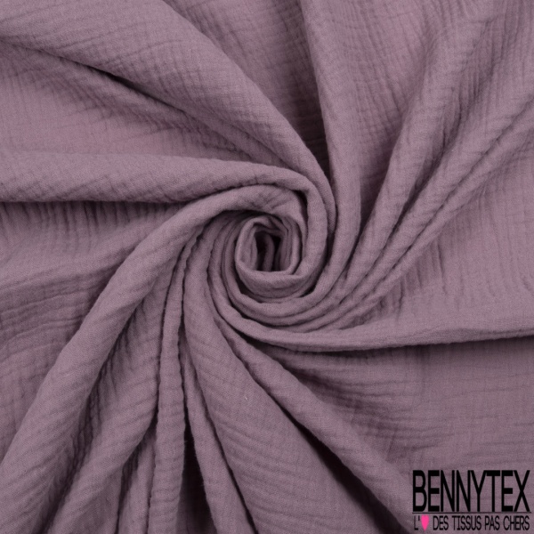Coton double gaze uni mauve poudré