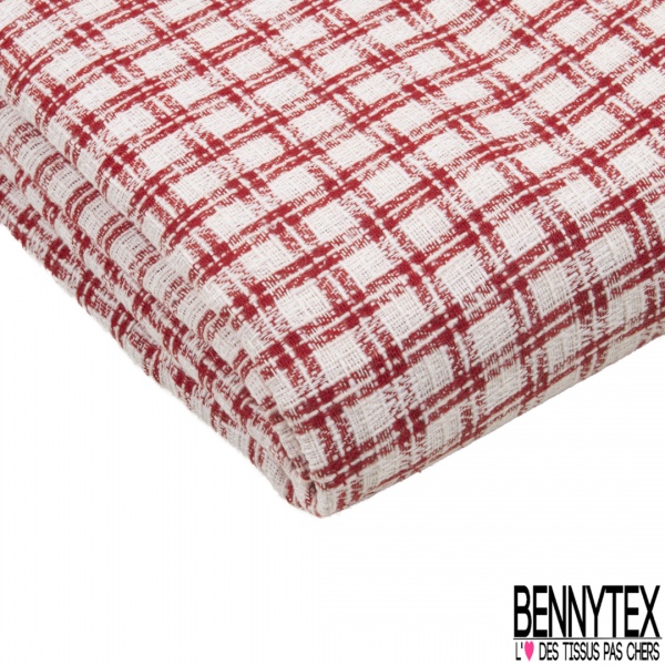 Coupon 3m coton natté tartan noir cuivre écru sable mouillé