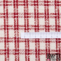 Coupon 3m coton natté tartan noir cuivre écru sable mouillé