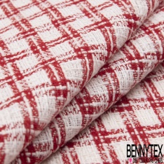 Coupon 3m coton natté tartan noir cuivre écru sable mouillé