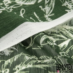 Coupon 3m mousseline crêpon polyester imprimé mini rose bleu fond byzantin rayure verticale lurex or
