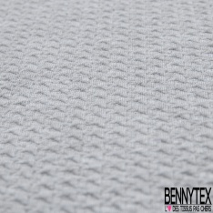 Maille milano fantaisie élasthanne imprimé mini carreau blanc bleu roi