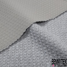 Maille milano fantaisie élasthanne imprimé mini carreau blanc bleu roi