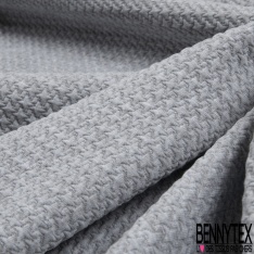 Maille milano fantaisie élasthanne imprimé mini carreau blanc bleu roi