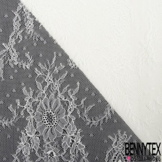 Panneau dentelle polyamide polyester blanc grande laize de 280cm