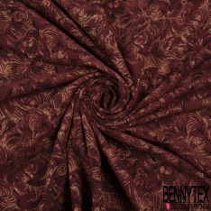 Polyamide élasthanne lingerie motif abstrait gaufré noir taupe pêche des tropiques lurex or