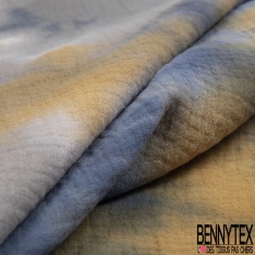 Coton double gaze tie and dye corail lilas blanc gorge de pigeon
