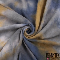 Coton double gaze tie and dye corail lilas blanc gorge de pigeon