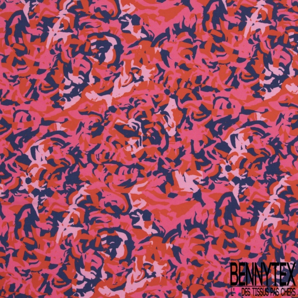 Fibranne viscose imprimé coeur d'amour fou candy rouge blanc discret fond noir