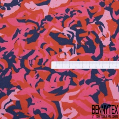 Fibranne viscose imprimé coeur d'amour fou candy rouge blanc discret fond noir