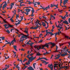 Fibranne viscose imprimé coeur d'amour fou candy rouge blanc discret fond noir