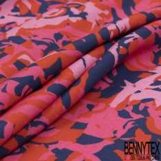 Fibranne viscose imprimé coeur d'amour fou candy rouge blanc discret fond noir