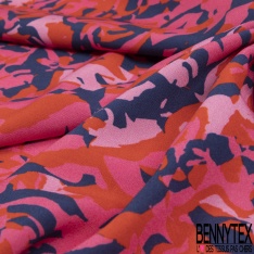Fibranne viscose imprimé coeur d'amour fou candy rouge blanc discret fond noir