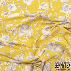 Crêpe viscose grand imprimé cachemire fond orange givré