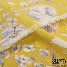 Crêpe viscose grand imprimé cachemire fond orange givré