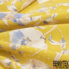 Crêpe viscose grand imprimé cachemire fond orange givré