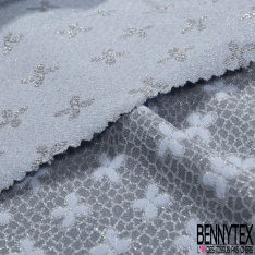 Polyamide élasthanne lingerie motif losange fantaisie gaufré pois lurex or ton sur ton mandarine