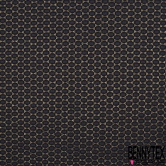 Polyamide élasthanne lingerie motif ovale marine fond lurex or