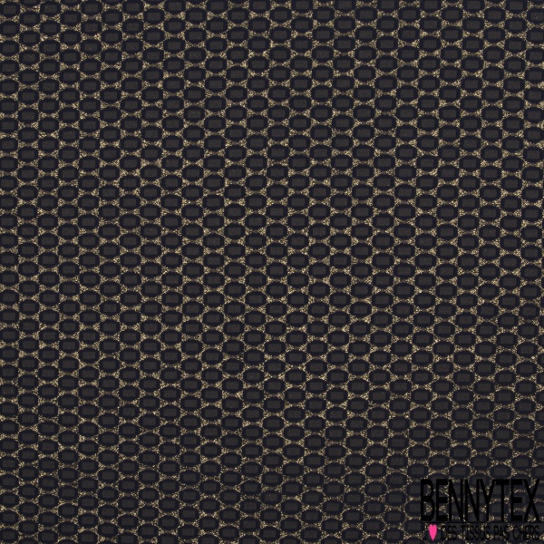 Polyamide élasthanne lingerie motif ovale marine fond lurex or