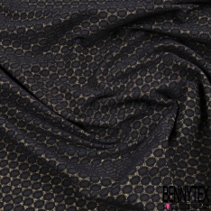 Polyamide élasthanne lingerie motif ovale marine fond lurex or