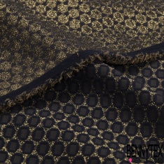 Polyamide élasthanne lingerie motif ovale marine fond lurex or