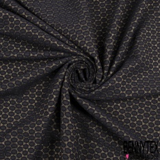 Polyamide élasthanne lingerie motif ovale marine fond lurex or