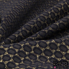 Polyamide élasthanne lingerie motif ovale marine fond lurex or