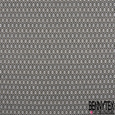 Milano jacquard coton polyester recyclé motif abstrait ton bleu nuit framboise blanc