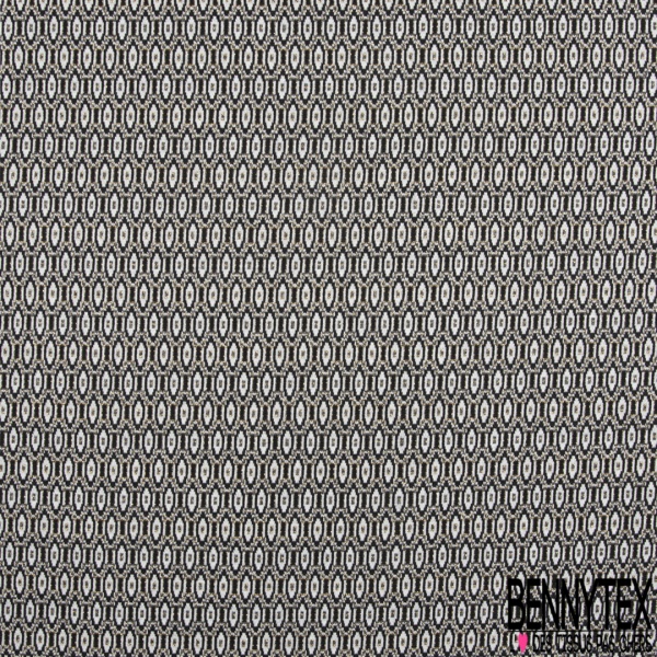 Milano jacquard coton polyester recyclé motif abstrait ton bleu nuit framboise blanc