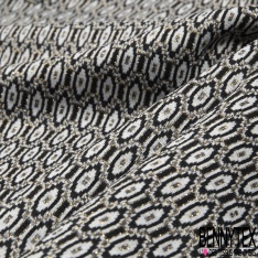 Milano jacquard coton polyester recyclé motif abstrait ton bleu nuit framboise blanc