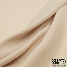 Mousseline georgette polyester imprimé cachemire ton beige cappuccino blanc fond noir