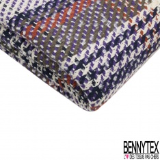 Coupon 3m coton natté motif tartan vert sapin allure blanc discret kaki