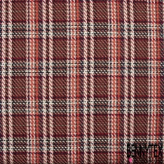 Coupon 3m coton natté motif tartan marine blanc discret olive beige orange brûlé violet crème
