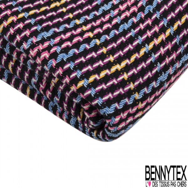 Coupon 3m coton natté motif tartan bleu nuit blanc discret rouge mandarine beige grizzly