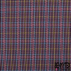 Coupon 3m coton natté motif tartan bleu nuit blanc discret rouge mandarine beige grizzly