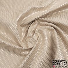 Brocart de luxe coton soie motif ovale or clair fond coquille d'oeuf