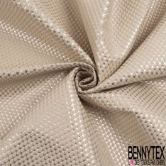 Brocart de luxe coton soie motif ovale or clair fond coquille d'oeuf