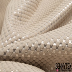 Brocart de luxe coton soie motif ovale or clair fond coquille d'oeuf