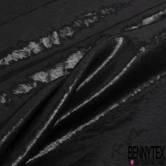 Satin de soie imprimé projection blanc cassé fond noir