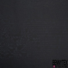 Satinette jacquard de soie imprimé mosaïque ton sur ton noir