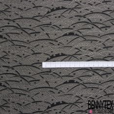 Jacquard piqué strié blanc fond noir