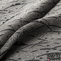 Jacquard piqué strié blanc fond noir