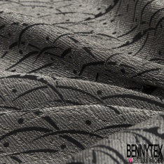 Jacquard piqué strié blanc fond noir