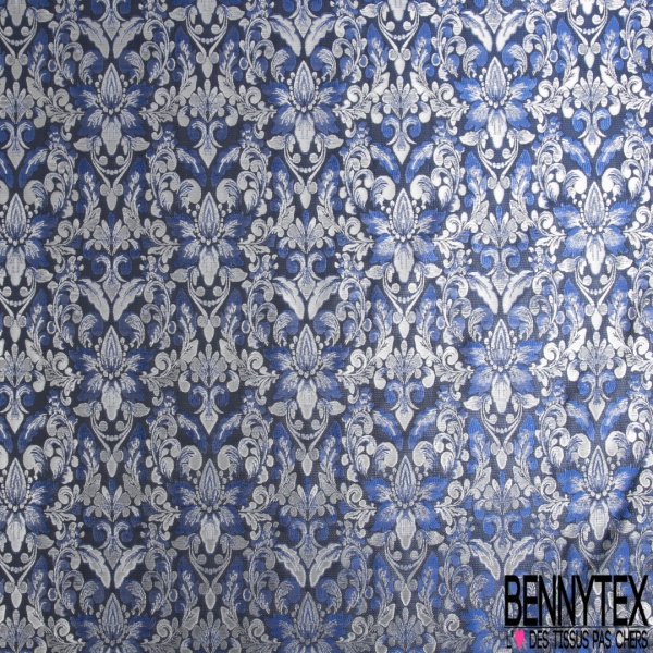 Jacquard viscose soie motif abstrait géométrique argent fond noir