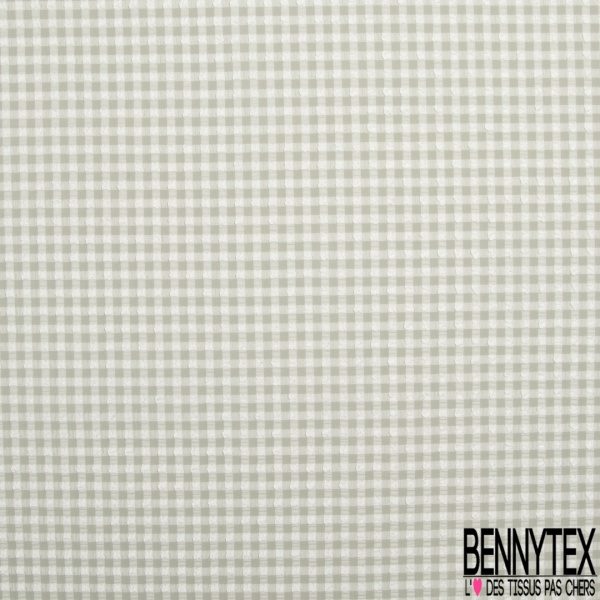 Microfibre polyester polyamide élasthanne lingerie fin motif vichy blanc jaune sulfuré gaufré