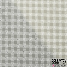 Microfibre polyester polyamide élasthanne lingerie fin motif vichy blanc jaune sulfuré gaufré