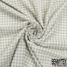 Microfibre polyester polyamide élasthanne lingerie fin motif vichy blanc jaune sulfuré gaufré