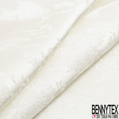 Jacquard motif petite fleur épurée ton sur ton bleu moyen