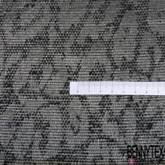 Crêpe de soie laine métal motif tâche abstraite canon de fusil fond noir